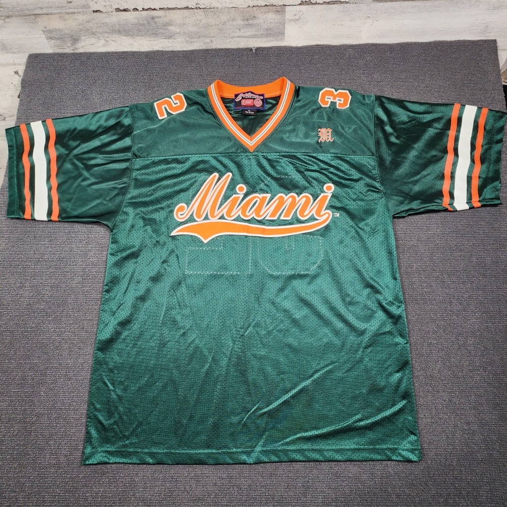 Miami Hurricanes Jersey Mens XL Green Mesh Football V-Neck Captivating Apparel